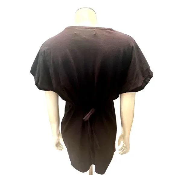 French Laundry Size Medium Black Cotton Tunic Top Embroidered Boho City Chic - Picture 4 of 11